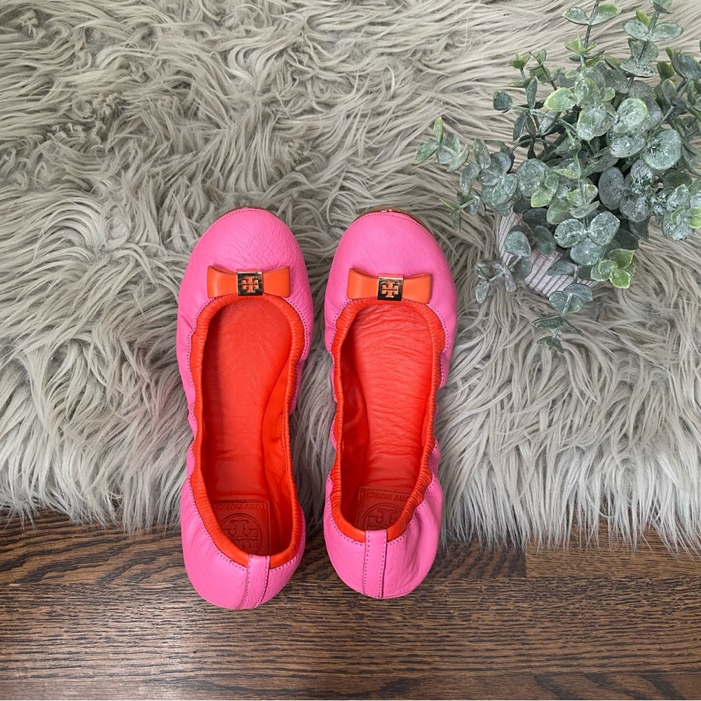 Tory Burch Flamingo/Fire Orange Mestico Ballet Flats Size 7.5